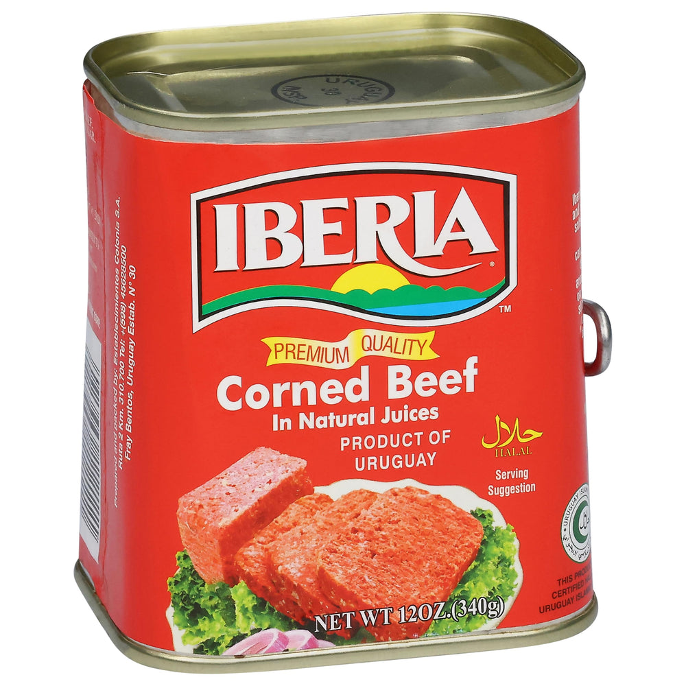 Iberia Corned Beef can—whole, ready to enjoy any meal.
