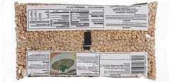 Iberia Dry Lentils pack, closeup of nutrition label showing no sugar or fats.