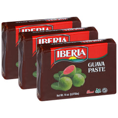 Iberia Guava Paste packaging shows a three-pack, ready for pantry storage.