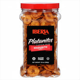Iberia Maduritos jar shows naturally sweet plantain chips with a satisfying crunch