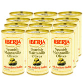 Iberia Manzanilla olives stuffed with anchovies on table-ready platter for quick serving