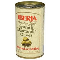 Iberia Manzanilla olives stuffed with anchovies on a tapas plate with savory bite