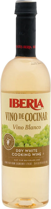 Iberia White Cooking Wine bottle pour enhances sauces and sautéed dishes.