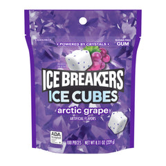 Ice Breakers Arctic Grape cubes close-up showing grape flavor and texture.