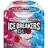 Ice Breakers Duo Cherry Mint Puck box front for quick refreshment