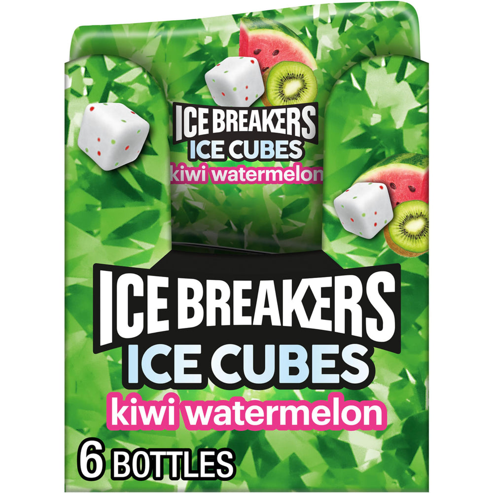 Ice Breakers Ice Cubes Kiwi Watermelon bottle for on-the-go freshness.