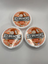 Ice Breakers Orange Cream Pop Mints 3-pack front view; portable breath freshening on the go