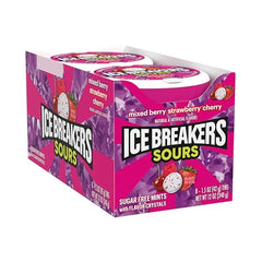 Ice Breakers Sours mixed berry mints close-up showing flavor crystals