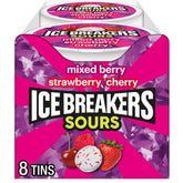 Ice Breakers Sours tin of assorted fruit mints for quick refreshment