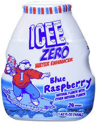 Icee Blue Raspberry water enhancer added to a glass, elevating hydration with flavor.