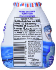 Icee Zero Calorie Blue Raspberry enhancer drops dispensed into a glass of water for refreshment.