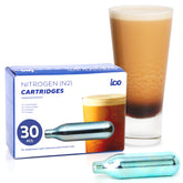 ICO 2g nitrogen cartridges packaged for clean, safe gas ideal for nitro coffee