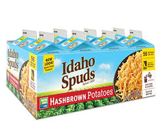 Microwave instructions for Idaho Spuds hashbrown potatoes, quick rehydration