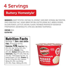 Idahoan mashed potatoes cup microwaves in 90 seconds for fast side dishes.