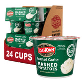 Idahoan Roasted Garlic cups in front view, quick and reliable sides.