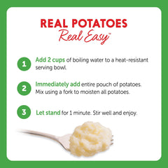 Idahoan Sour Cream & Chives mashed potatoes on stovetop, simple weeknight side.