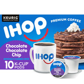 IHOP Chocolate Chocolate Chip K-Cup pods in a box for convenient home brewing.