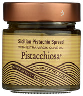 Il Colle Del Gusto Pistacchiosa jar with glossy olive oil sheen and smooth texture.