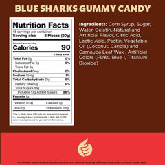 ILIKE! Blue Sharks Gummy Closeup, ocean blue gummies for treat jars and gifts.