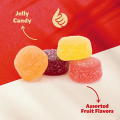 ILIKE Fida Bonelle strawberry jelly cubes inviting color and soft texture for gatherings.
