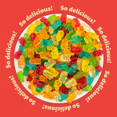 ILike Gummi Bears assorted flavors deliver strawberry, lemon, orange, apple, and pineapple.