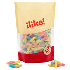 ILIKE! Neon Sour Gummy Worms soft chew with fruity flavors
