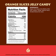 ILIKE! Orange Slices Jelly Candy back label emphasizes vegan, gelatin-free chewy candy options.