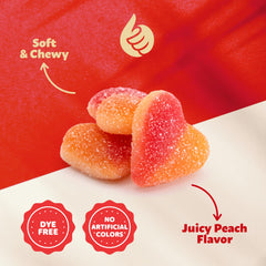 ILike Peach Hearts Gummy dessert-table display adds color without artificial dyes