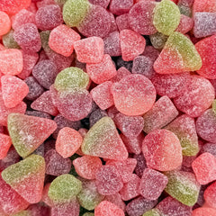 ILike! Sour Fruit Jelly Candy Mix bag label shows real fruit puree for vegan snacking.