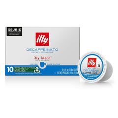 illy Classico Decaf K-Cups pack front highlights premium Arabica beans and balanced flavor.