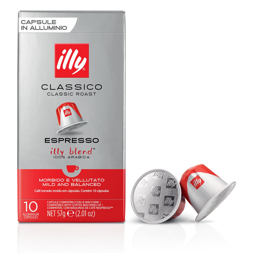 Illy Classico roast capsules pack for convenient at-home espresso with balanced aroma.