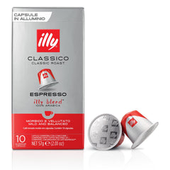 Illy Classico roast capsules pack for convenient at-home espresso with balanced aroma.