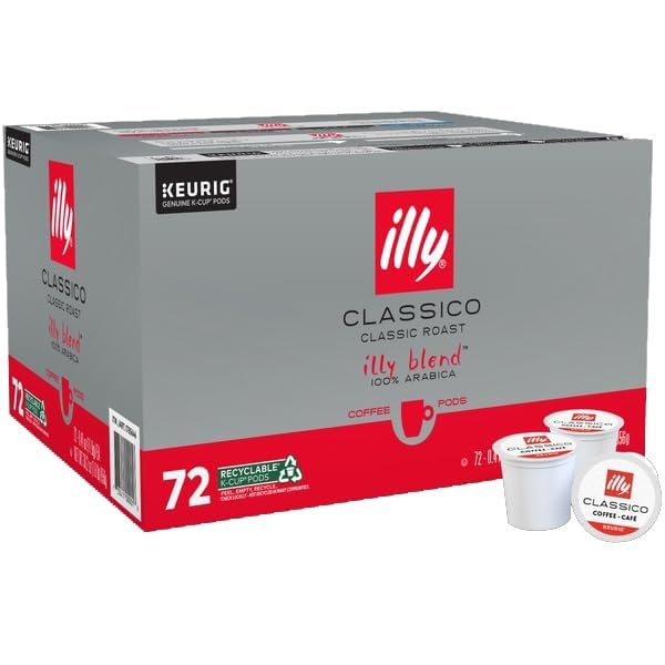 illy Classico K-Cups package highlighting caramel, orange blossom, and jasmine aromas for a balanced brew