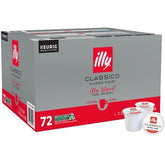 illy Classico K-Cups package highlighting caramel, orange blossom, and jasmine aromas for a balanced brew