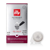 illy E.S.E. pods Intenso dark roast show cocoa and dried fruit notes for a quick, rich espresso.
