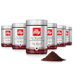 illy Ground Espresso Intenso Dark Roast 8.8oz six-pack ready for bold Italian espresso