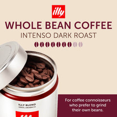 illy Intenso Bold Roast coffee beans close-up highlighting rich color and cocoa notes