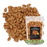 I'm A Nut dry roasted almonds unsalted packaging showcases premium quality and batch-tested allergen safety.