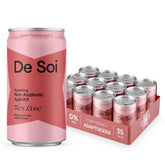 De Soi Tres Rosé 12-pack on the counter signals a festive non-alcoholic option.