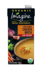 Imagine Organic Low Sodium Chicken Broth carton for quick soups and sauces.