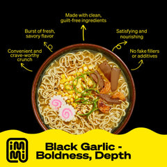 Immi Black Garlic Chicken Ramen protein portion notes 28g plant-based protein per serving.
