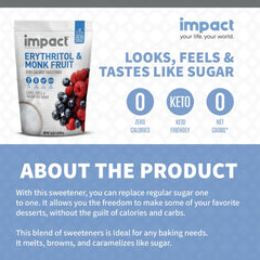 Impact White Monk Fruit & Erythritol Sweetener in a coffee cup for rich flavor.