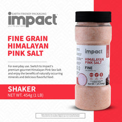 Impact Himalayan Pink Salt on the counter in kitchen scene for easy seasoning.