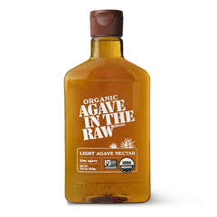 IN THE RAW Organic Light Agave Nectar bottle for smooth, natural sweetness in beverages.