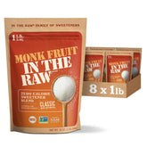 IN THE RAW monk fruit unflavored 1lb pack bags for keto-friendly sweetness.