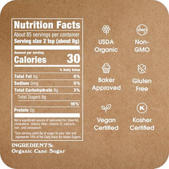 IN THE RAW Organic White Sugar untouched bleach-free crystals preserving cane flavor
