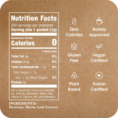 IN THE RAW Stevia packets on a kitchen shelf for daily use