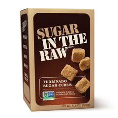 IN THE RAW Turbinado Sugar Cubes rough-cut close-up for natural sweetness in beverages