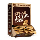 In The Raw turbinado sugar packets in a display box for premium sweetness