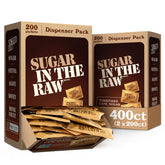 IN THE RAW sugar packets with amber turbinado crystals for rich coffee sweetness